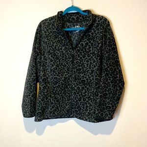 Animal print black and grey fleece Jacket